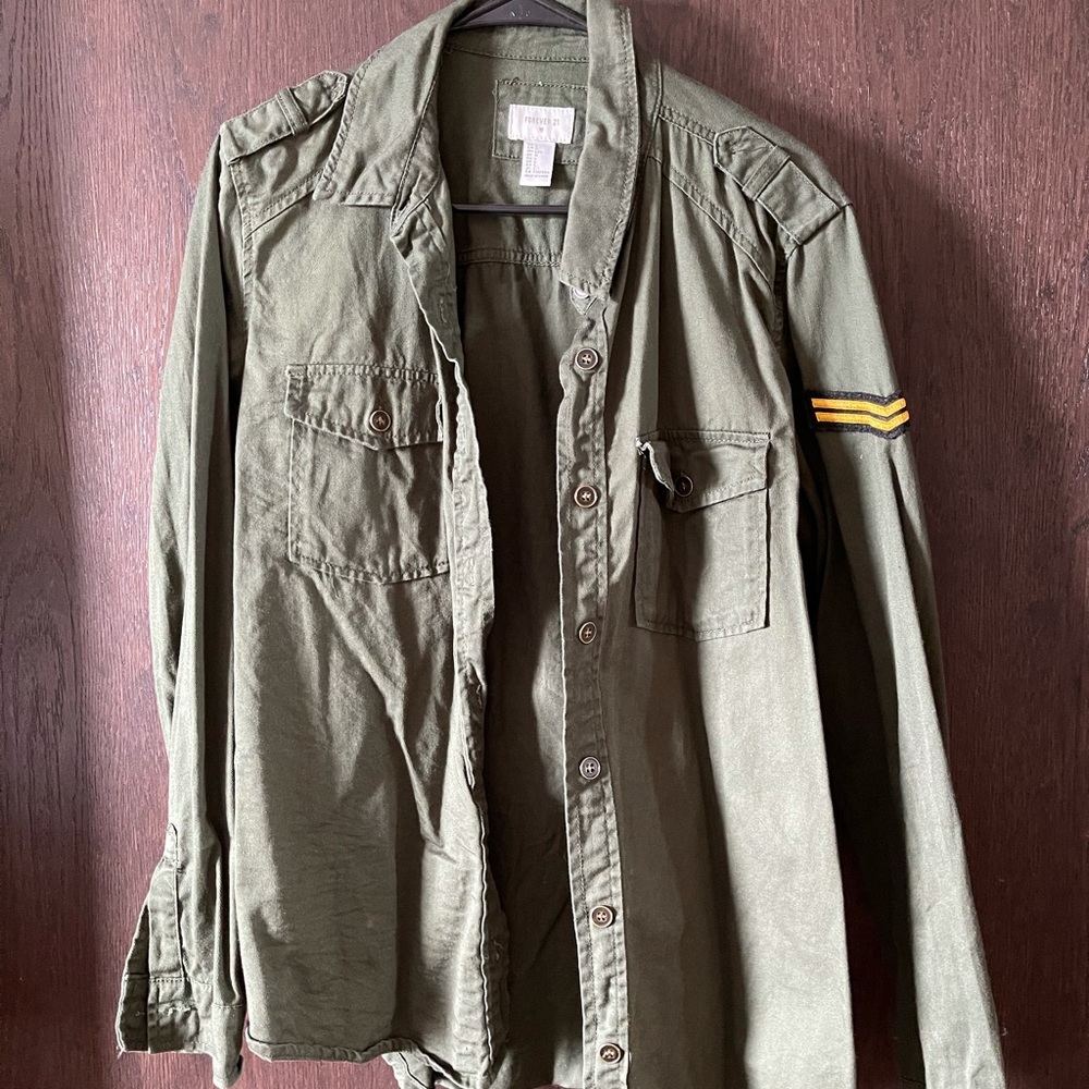 Forever 21 Button Down Military Shirt